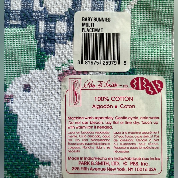 Park B. Smith Placemats Set Of 4 Baby Bunnies Easter Spring Fringe Cotton New - Picture 4 of 5